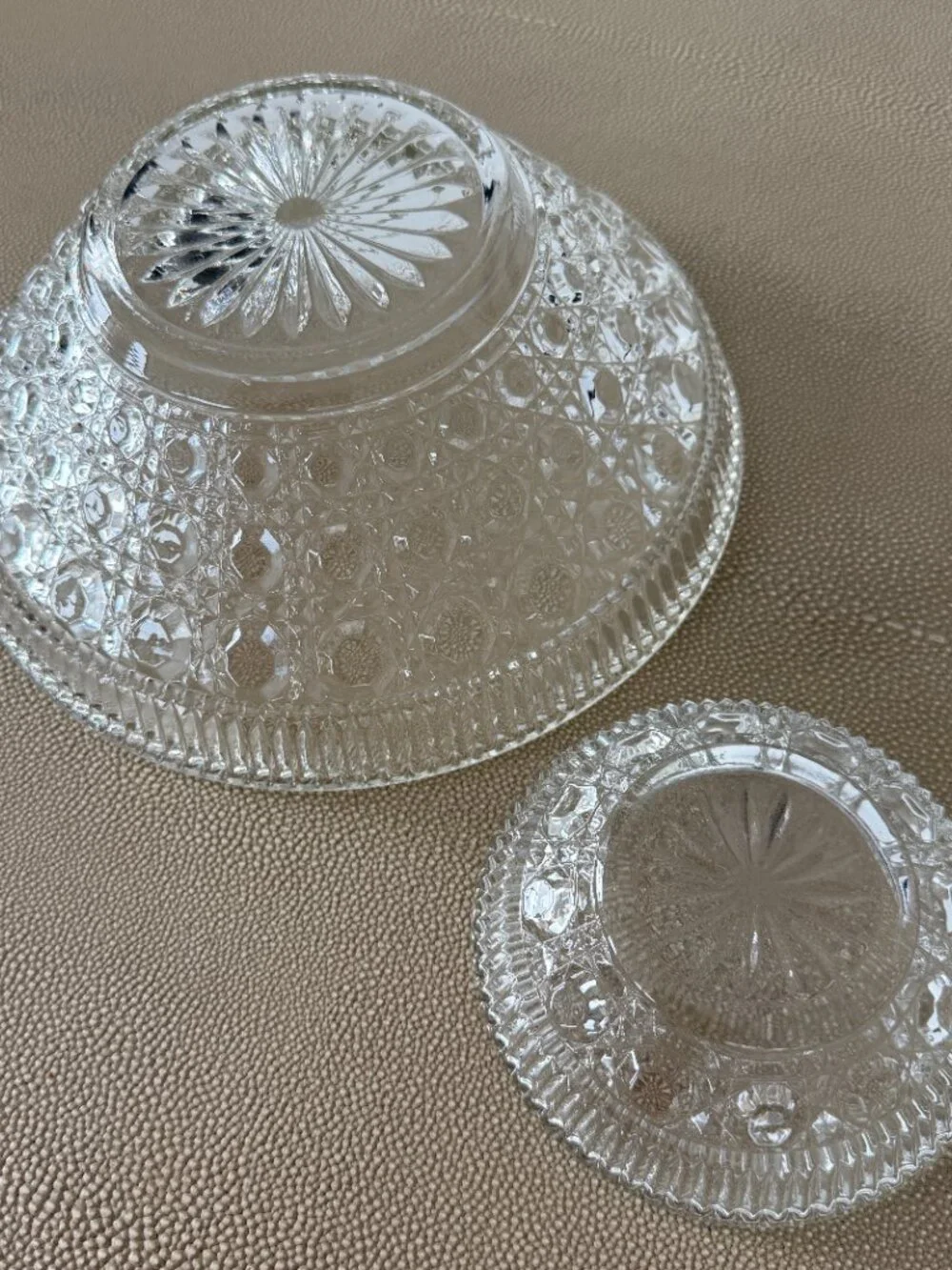 Vintage Indiana Glass Button & Cane Chip & Dip Serving Bowls